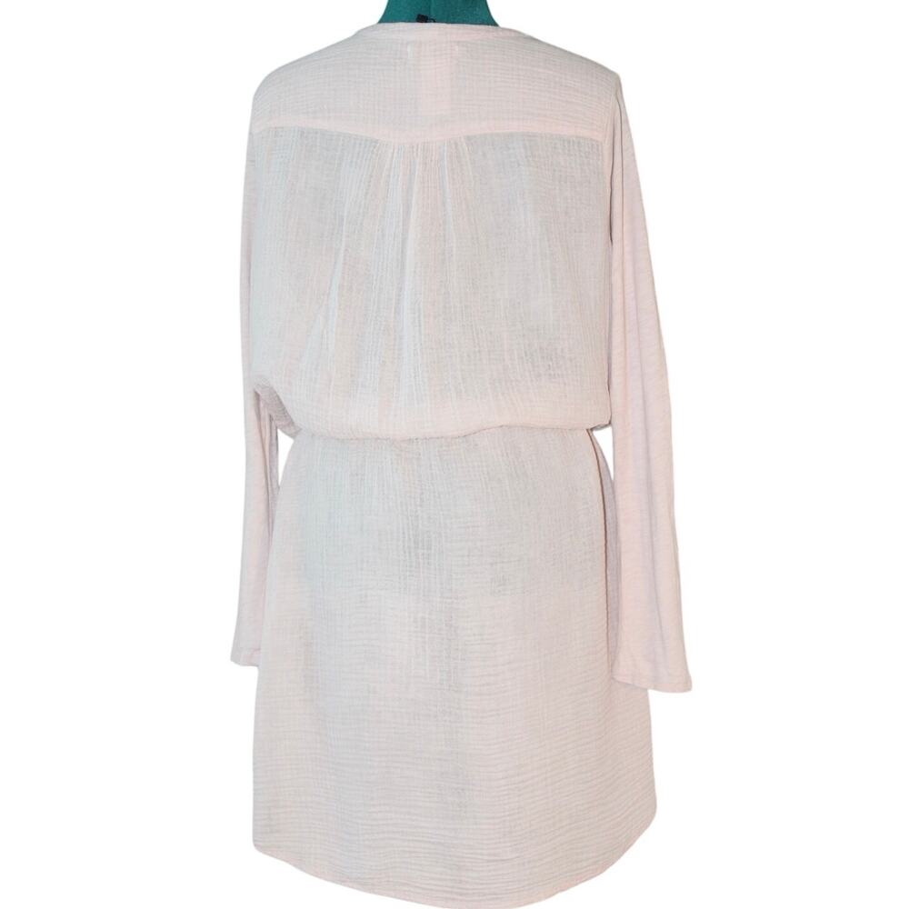 NWT Velvet by Graham & Spencer Blush Gauze Button Front Drawstring Dress Small - Picture 2 of 3